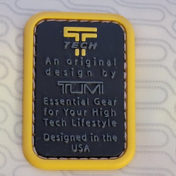 Tumi Tech Black Yellow Gold McKenna Flap Body Bag Crossbody Adjustable Strap - Picture 7 of 16